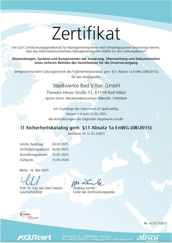 Zertifikat Informationssicherheits-Managementsystem